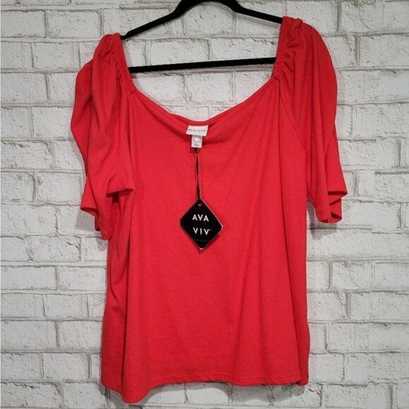 NWT Ava & Viv off shoulder red  blouse - Picture 1 of 12